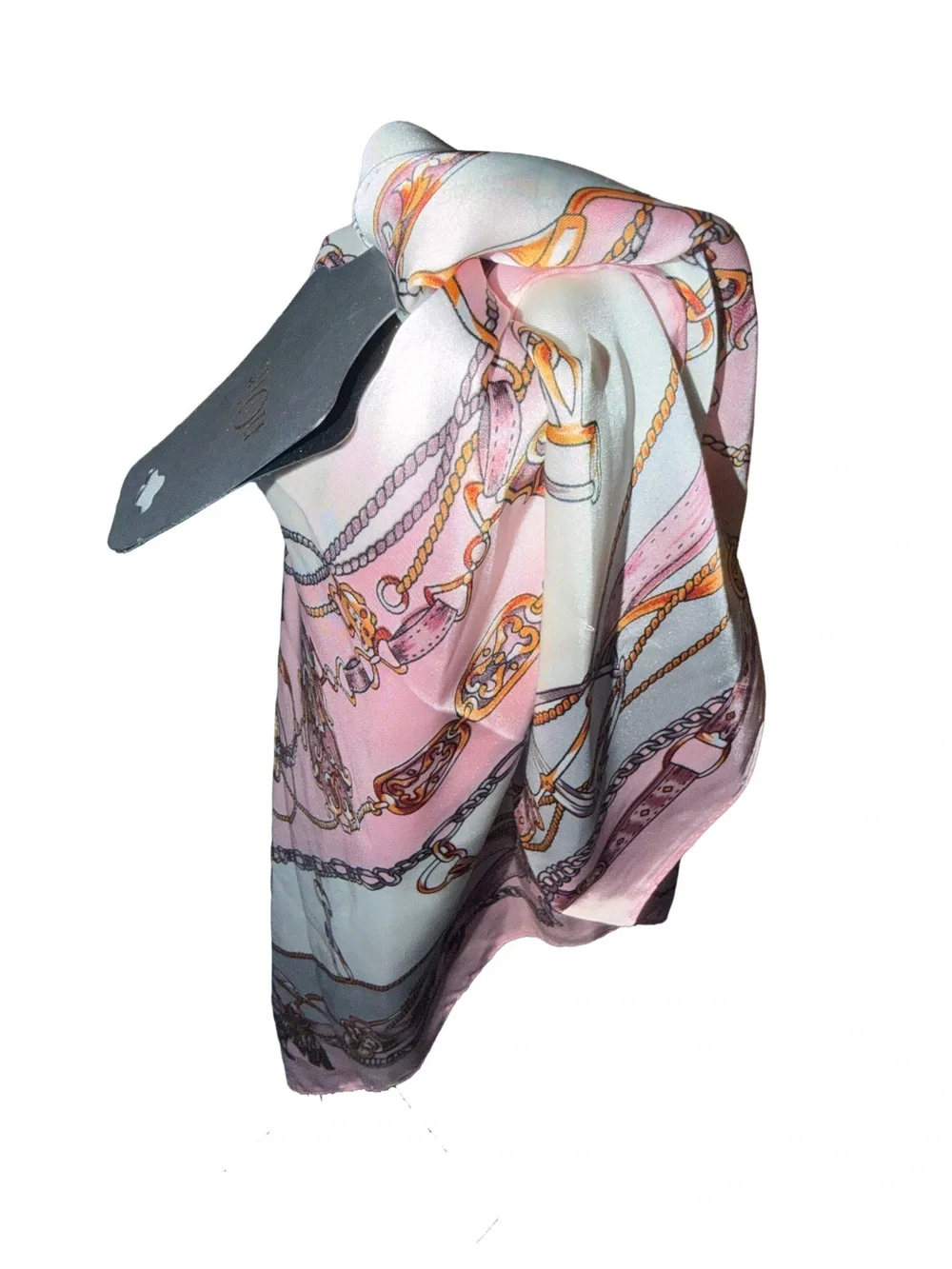 nOir Jewelry Pink & Gold Chain-Print Women's Scarf/Hair Scarf